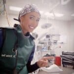 Dr. Kristina Reed in scrubs at work