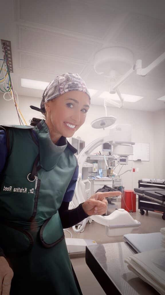 Dr. Kristina Reed in scrubs at work
